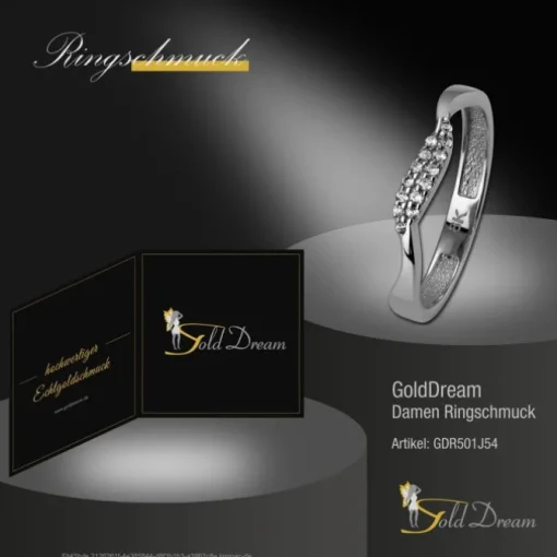GoldDream Gold Ring Welle Zirkonia weiß Gr.54 333er Weißgold GDR501J54