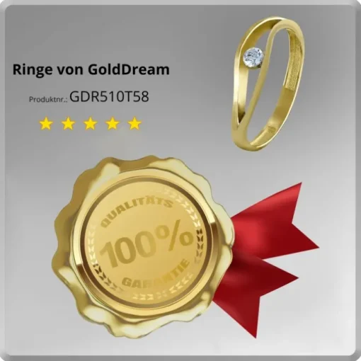 GoldDream Gold Ring Welle Zirkonia weiß Gr.58 333er Gelbgold GDR510T58