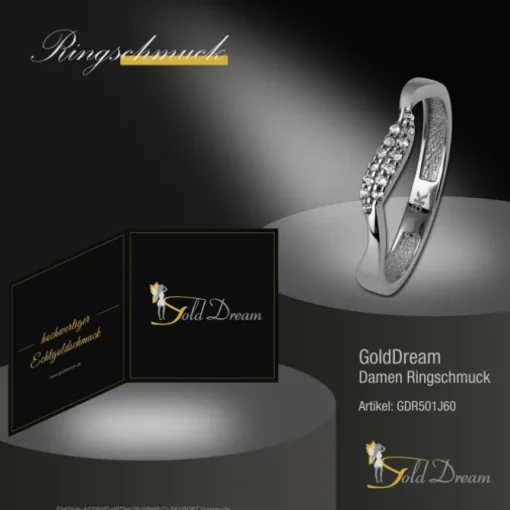 GoldDream Gold Ring Welle Zirkonia weiß Gr.60 333er Weißgold GDR501J60