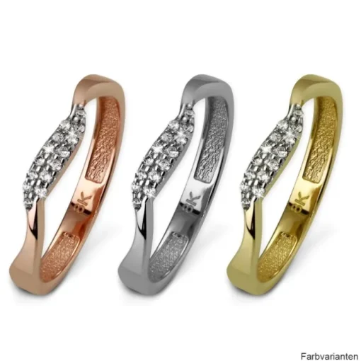 GoldDream Gold Ring Welle Zirkonia weiß Gr.60 333er Gelbgold GDR501Y60