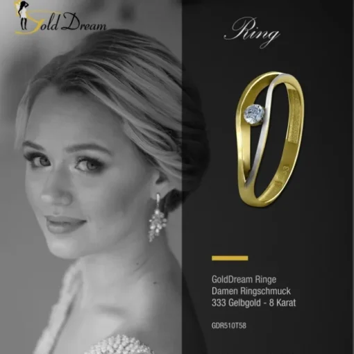GoldDream Gold Ring Welle Zirkonia weiß Gr.58 333er Gelbgold GDR510T58