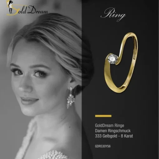 GoldDream Gold Ring Welle Zirkonia Gr.56 333er Gelbgold GDR530Y56