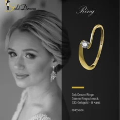 GoldDream Gold Ring Welle Zirkonia Gr.58 333er Gelbgold GDR530Y58