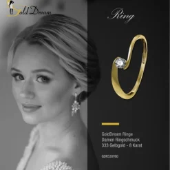 GoldDream Gold Ring Welle Zirkonia Gr.60 333er Gelbgold GDR530Y60
