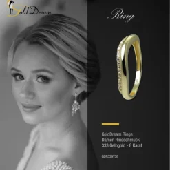 GoldDream Gold Ring Welle Gr.58 Zirkonia weiß 333er Gelbgold GDR539Y58