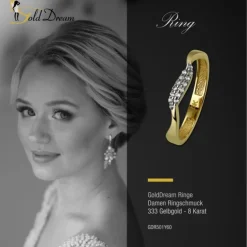 GoldDream Gold Ring Welle Zirkonia weiß Gr.60 333er Gelbgold GDR501Y60