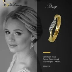 GoldDream Gold Ring Welle Zirkonia weiß Gr.58 333er Gelbgold GDR501Y58