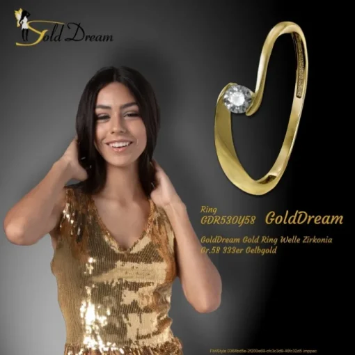 GoldDream Gold Ring Welle Zirkonia Gr.58 333er Gelbgold GDR530Y58