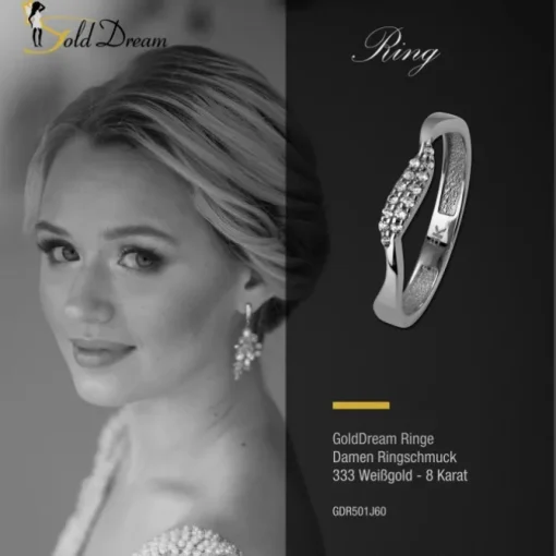 GoldDream Gold Ring Welle Zirkonia weiß Gr.60 333er Weißgold GDR501J60