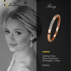 GoldDream Gold Ring Zirkonia weiß Gr.60 333er Rosegold GDR502E60