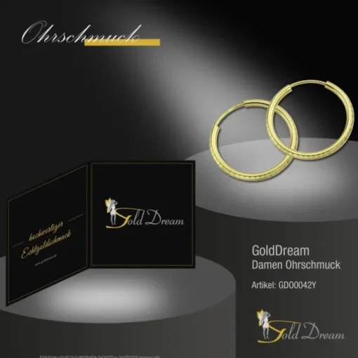 GoldDream Goldcreole Schliff 20mm Ohrring 333 Gelbgold Echtschmuck GDO0042Y