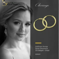 GoldDream Goldcreole Schliff 20mm Ohrring 333 Gelbgold Echtschmuck GDO0042Y