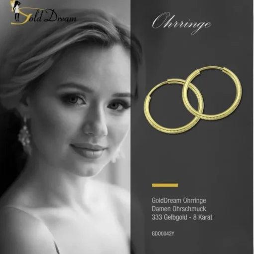 GoldDream Goldcreole Schliff 20mm Ohrring 333 Gelbgold Echtschmuck GDO0042Y