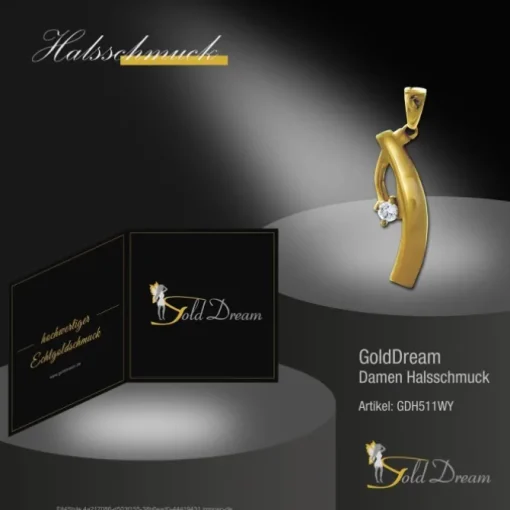 GoldDream Kettenanhänger Elegance Zirkonia weiß 333 Gold Echtschmuck GDH511WY