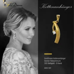 GoldDream Kettenanhänger Elegance Zirkonia weiß 333 Gold Echtschmuck GDH511WY