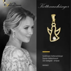 GoldDream Kettenanhänger Engel Zirkonia weiß 333 Gold Echtschmuck GDH5063Y