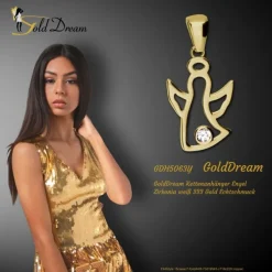 GoldDream Kettenanhänger Engel Zirkonia weiß 333 Gold Echtschmuck GDH5063Y