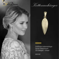 GoldDream Kettenanhänger Feder 333er Gelbgold Anhänger Echtschmuck GDH519SY