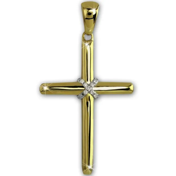 GoldDream Kettenanhänger Kreuz Zirkonia 333 Gold Anhänger Echtschmuck GDH502Y