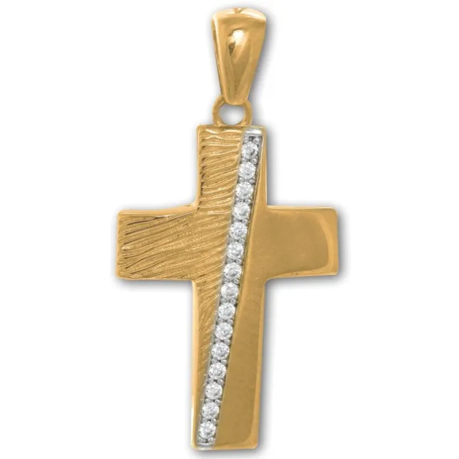 GoldDream Kettenanhänger Kreuz Zirkonia 333 Gold Anhänger Echtschmuck GDH514WY