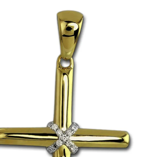 GoldDream Kettenanhänger Kreuz Zirkonia 333 Gold Anhänger Echtschmuck GDH502Y