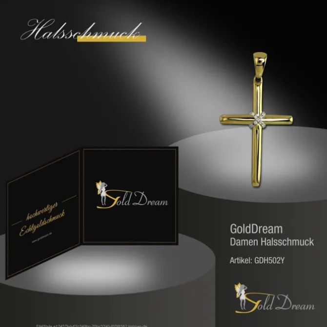 GoldDream Kettenanhänger Kreuz Zirkonia 333 Gold Anhänger Echtschmuck GDH502Y