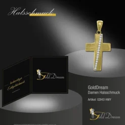 GoldDream Kettenanhänger Kreuz Zirkonia 333 Gold Anhänger Echtschmuck GDH514WY
