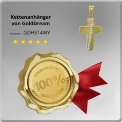 GoldDream Kettenanhänger Kreuz Zirkonia 333 Gold Anhänger Echtschmuck GDH514WY