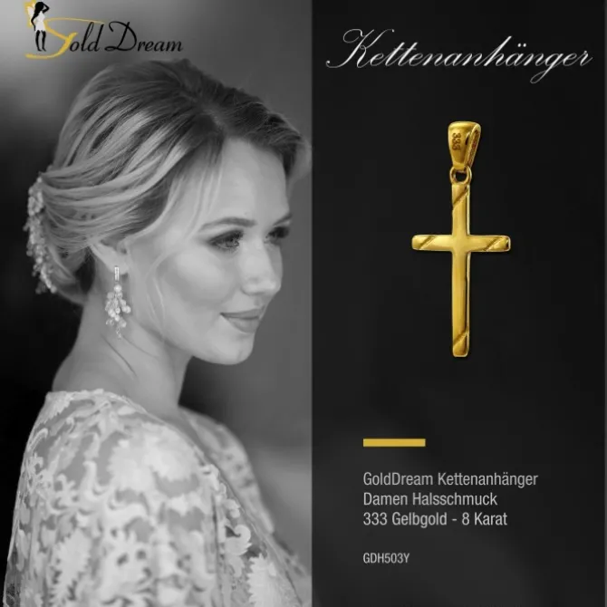 GoldDream Kettenanhänger Kreuz 333er Gelbgold Anhänger Echtschmuck GDH503Y