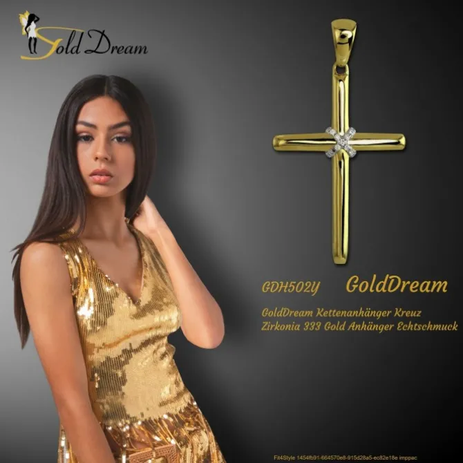 GoldDream Kettenanhänger Kreuz Zirkonia 333 Gold Anhänger Echtschmuck GDH502Y
