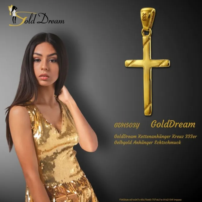 GoldDream Kettenanhänger Kreuz 333er Gelbgold Anhänger Echtschmuck GDH503Y