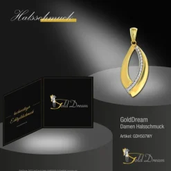 GoldDream Kettenanhänger Leaf Zirkonia weiß 333 Gold Echtschmuck GDH507WY