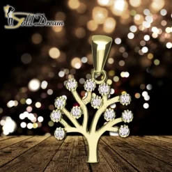 GoldDream Kettenanhänger Lebensbaum Zirkonia weiß 333 Gold Echtschmuck GDH5066Y
