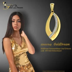 GoldDream Kettenanhänger Leaf Zirkonia weiß 333 Gold Echtschmuck GDH507WY