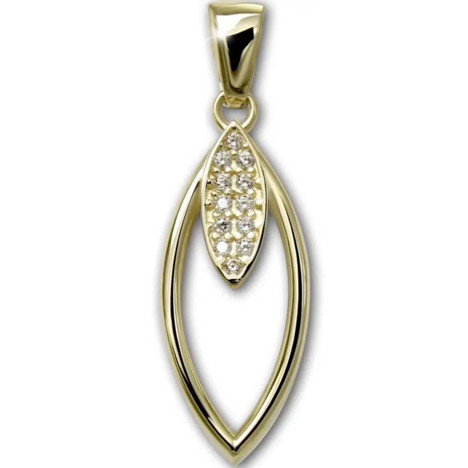 GoldDream Kettenanhänger Ovale Zirkonia weiß 333 Gold Echtschmuck GDH517WY