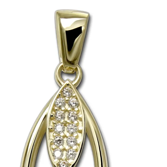 GoldDream Kettenanhänger Ovale Zirkonia weiß 333 Gold Echtschmuck GDH517WY