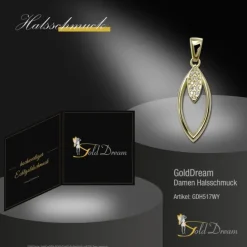 GoldDream Kettenanhänger Ovale Zirkonia weiß 333 Gold Echtschmuck GDH517WY