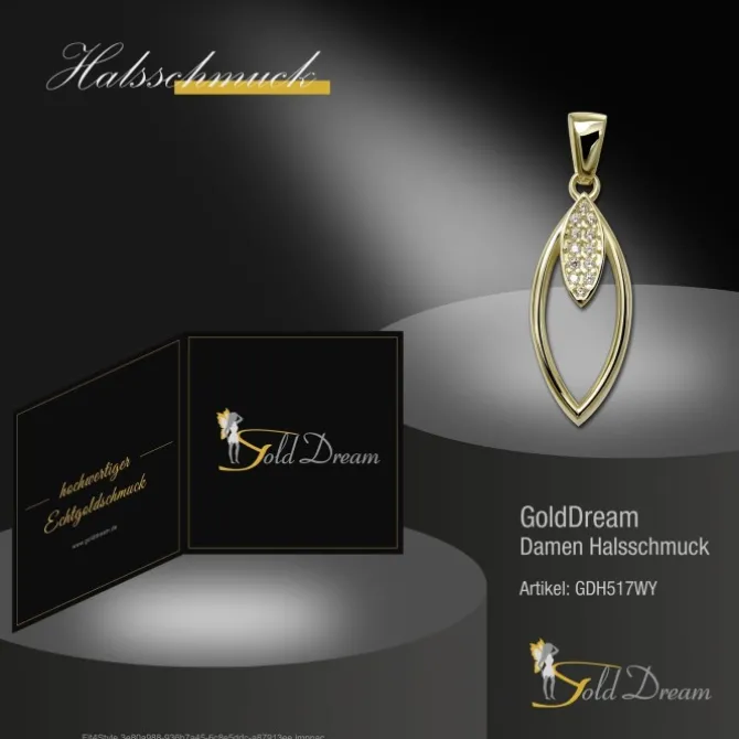 GoldDream Kettenanhänger Ovale Zirkonia weiß 333 Gold Echtschmuck GDH517WY