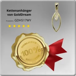 GoldDream Kettenanhänger Ovale Zirkonia weiß 333 Gold Echtschmuck GDH517WY
