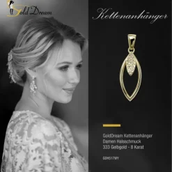 GoldDream Kettenanhänger Ovale Zirkonia weiß 333 Gold Echtschmuck GDH517WY