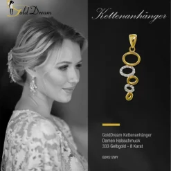 GoldDream Kettenanhänger Ovale Zirkonia weiß 333 Gold Echtschmuck GDH512WY