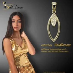 GoldDream Kettenanhänger Ovale Zirkonia weiß 333 Gold Echtschmuck GDH517WY