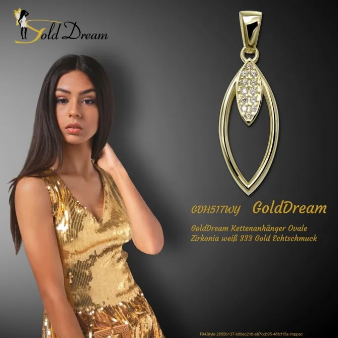 GoldDream Kettenanhänger Ovale Zirkonia weiß 333 Gold Echtschmuck GDH517WY