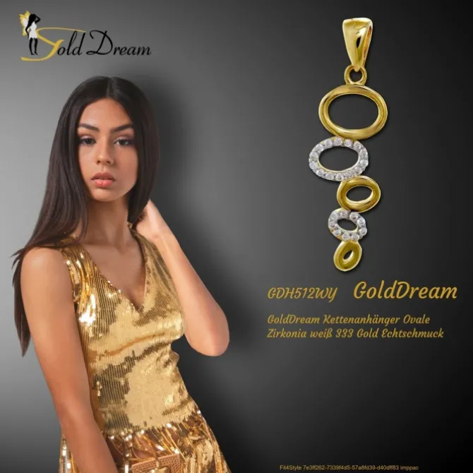 GoldDream Kettenanhänger Ovale Zirkonia weiß 333 Gold Echtschmuck GDH512WY