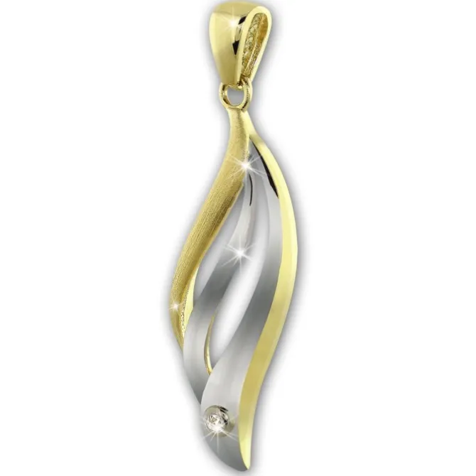 GoldDream Kettenanhänger Wellen Zirkonia 333 Gold Anhänger Echtschmuck GDH501Y