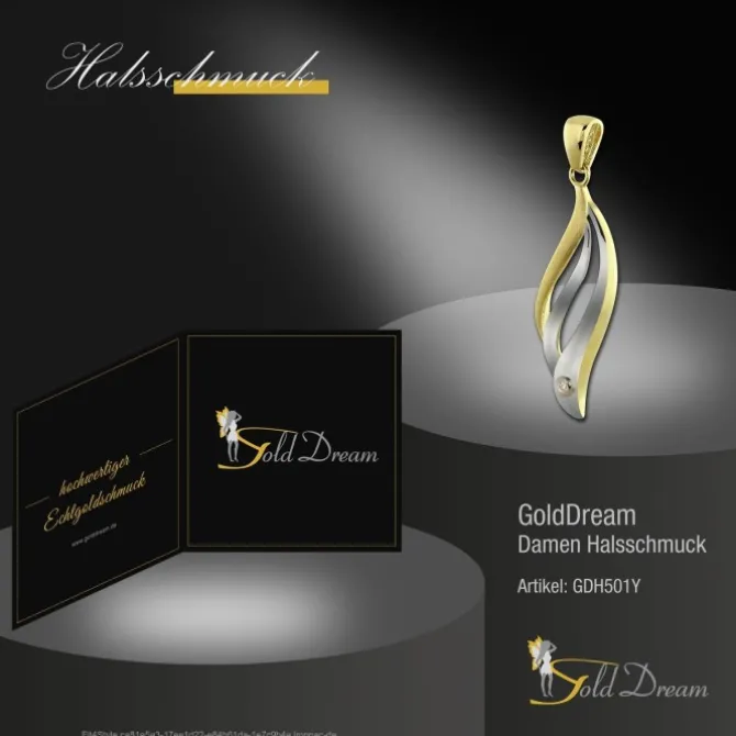 GoldDream Kettenanhänger Wellen Zirkonia 333 Gold Anhänger Echtschmuck GDH501Y