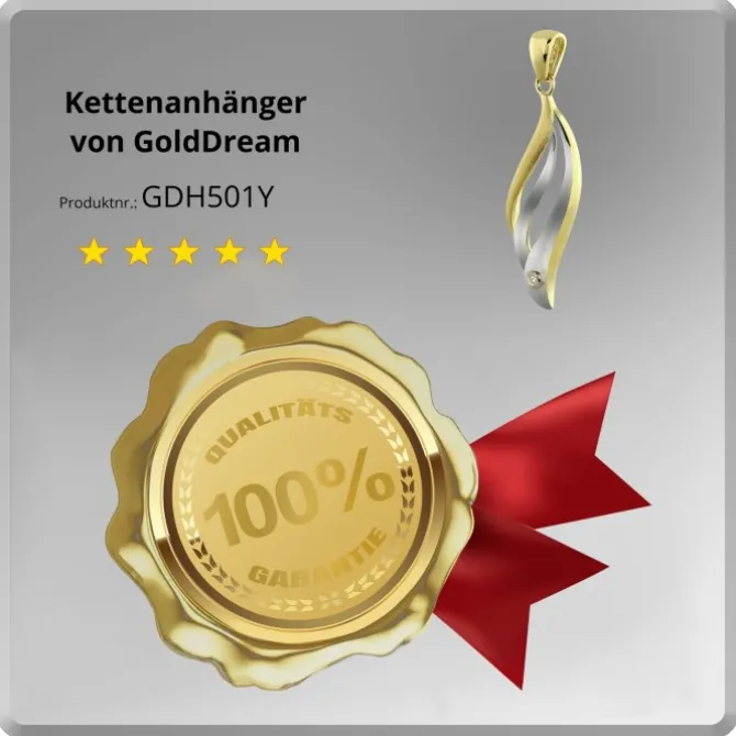 GoldDream Kettenanhänger Wellen Zirkonia 333 Gold Anhänger Echtschmuck GDH501Y