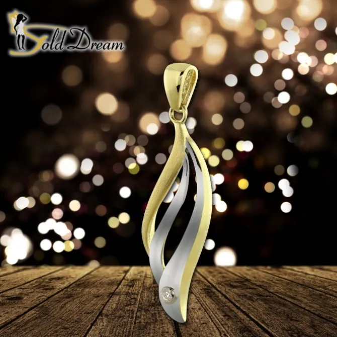 GoldDream Kettenanhänger Wellen Zirkonia 333 Gold Anhänger Echtschmuck GDH501Y