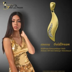 GoldDream Kettenanhänger Welle Zirkonia 333 Gold Anhänger Echtschmuck GDH500Y