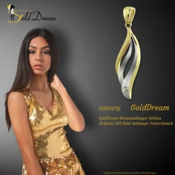 GoldDream Kettenanhänger Wellen Zirkonia 333 Gold Anhänger Echtschmuck GDH501Y